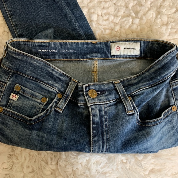 AG Adriano Goldschmied Farrah Ankle High Rise Med Wash Blue Skinny Jeans 26 R - Picture 7 of 8